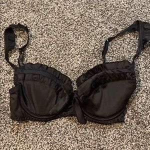 Silk black ruffle bra